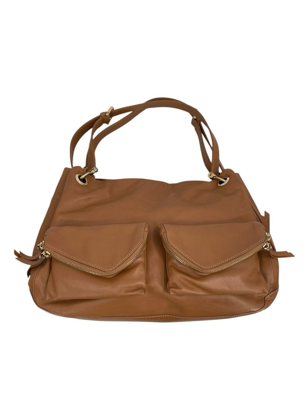 Henri Bendel Purse Bag Brown Leather Front Pockets